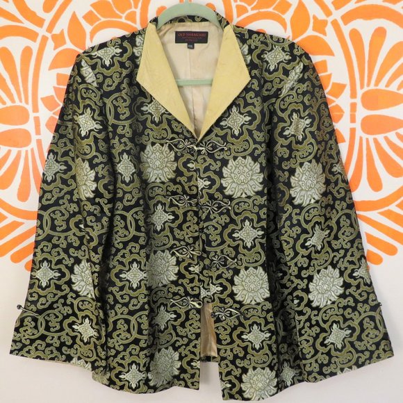 Old Shanghai Jackets & Blazers - Old Shanghai Black & Gold Silk Jacket L